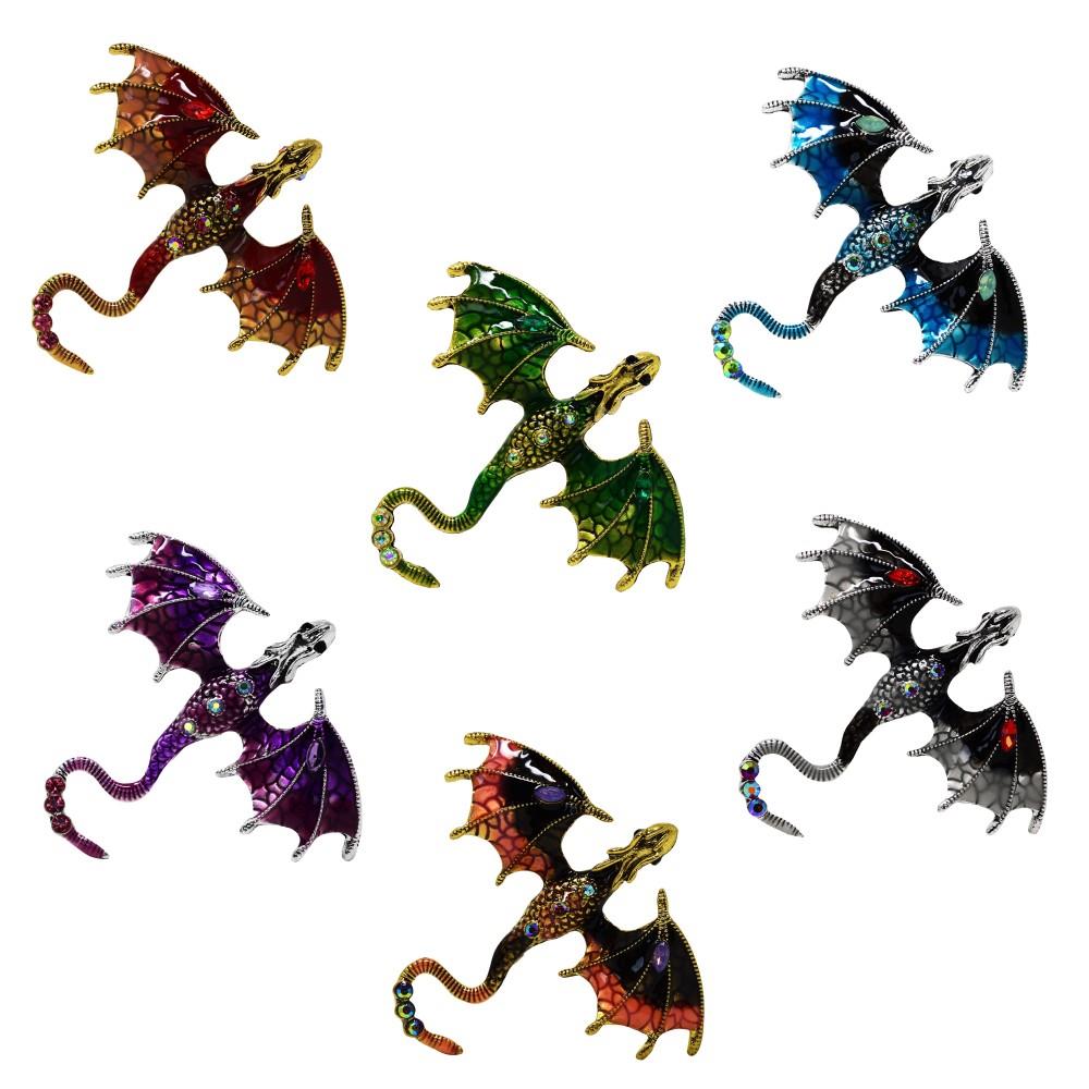 Set of 6 Dragon Brooches