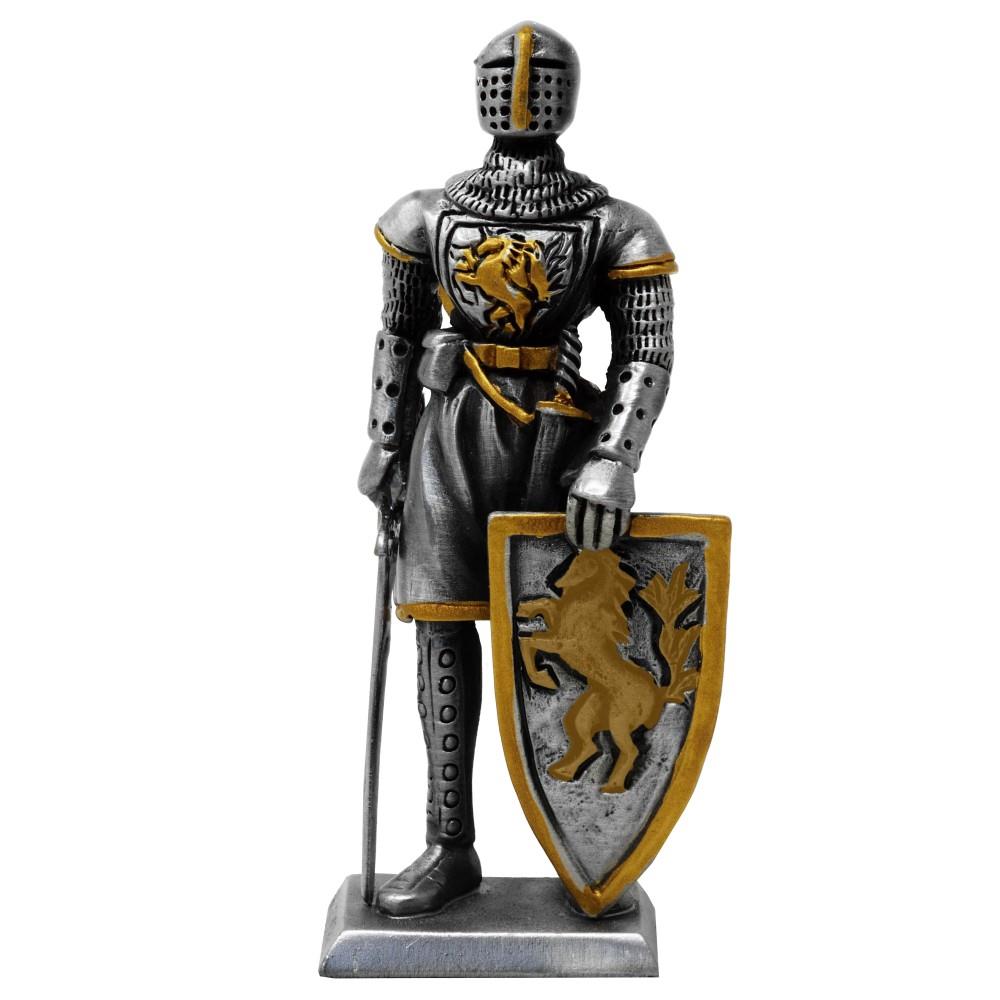 Zinnritter Templer mit Schwert und Einhornschild