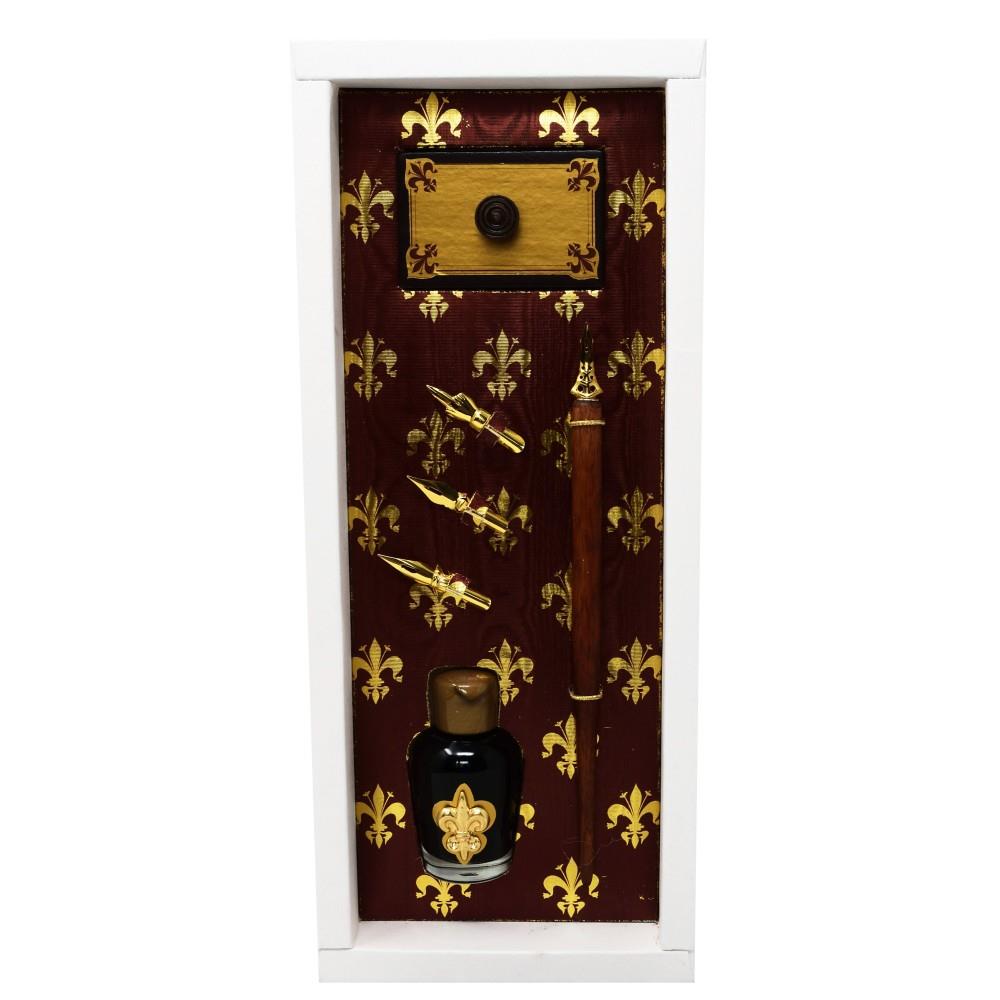 Writing set with pen holder, ink, and blotting paper