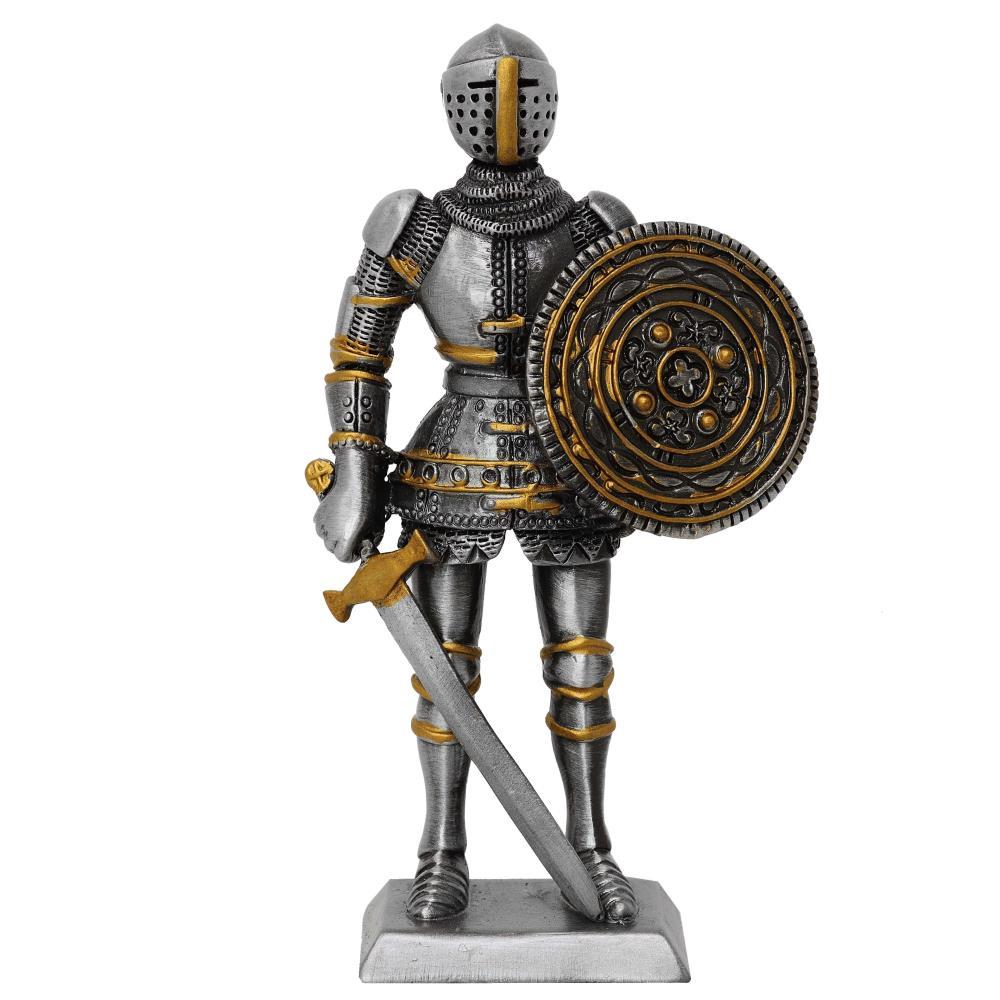 Zinnritter mit Rundschild und Schwert