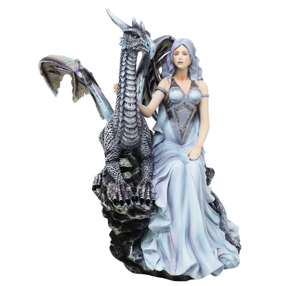 Elfe sitzend mit Drache