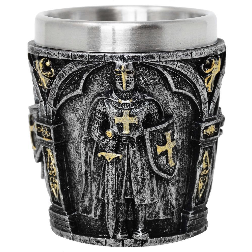 Shot Set of 4. Shot glass Medieval Knight silver