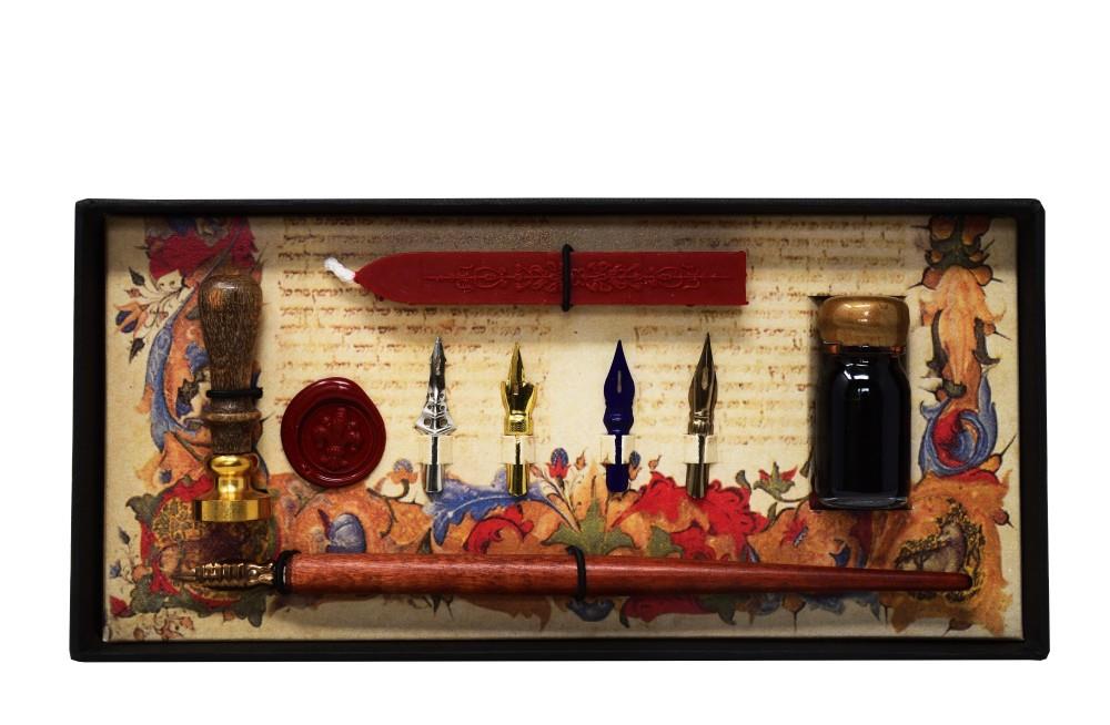 Writing set nibholder, nibs, seal and wax