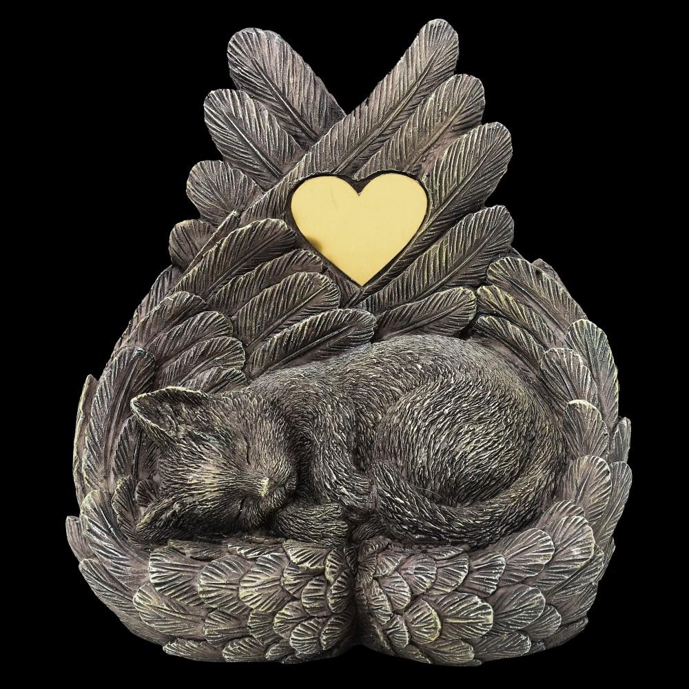 Katzen Urne - Katze schläft in Engelsflügel