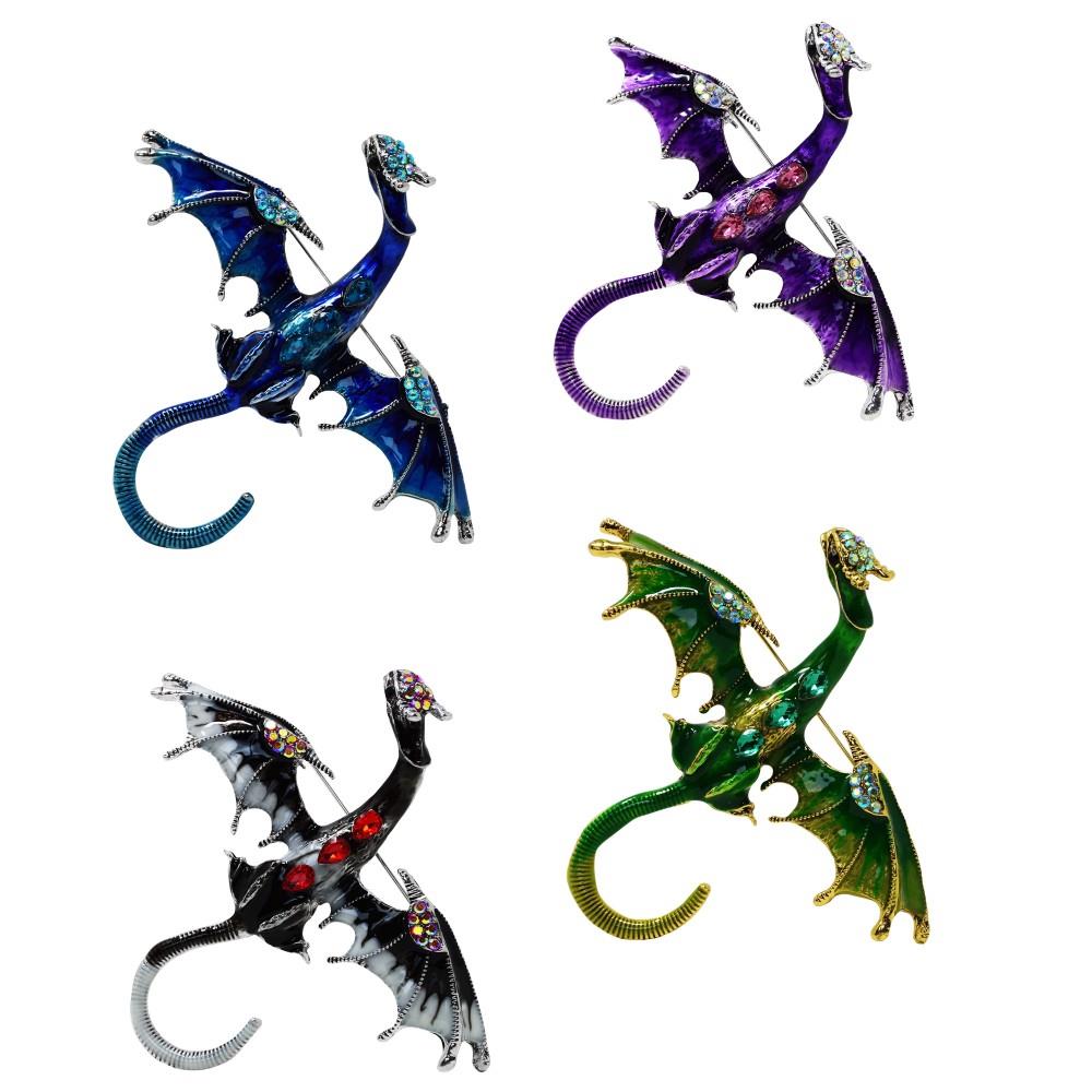 Set of 4 Dragon Brooches